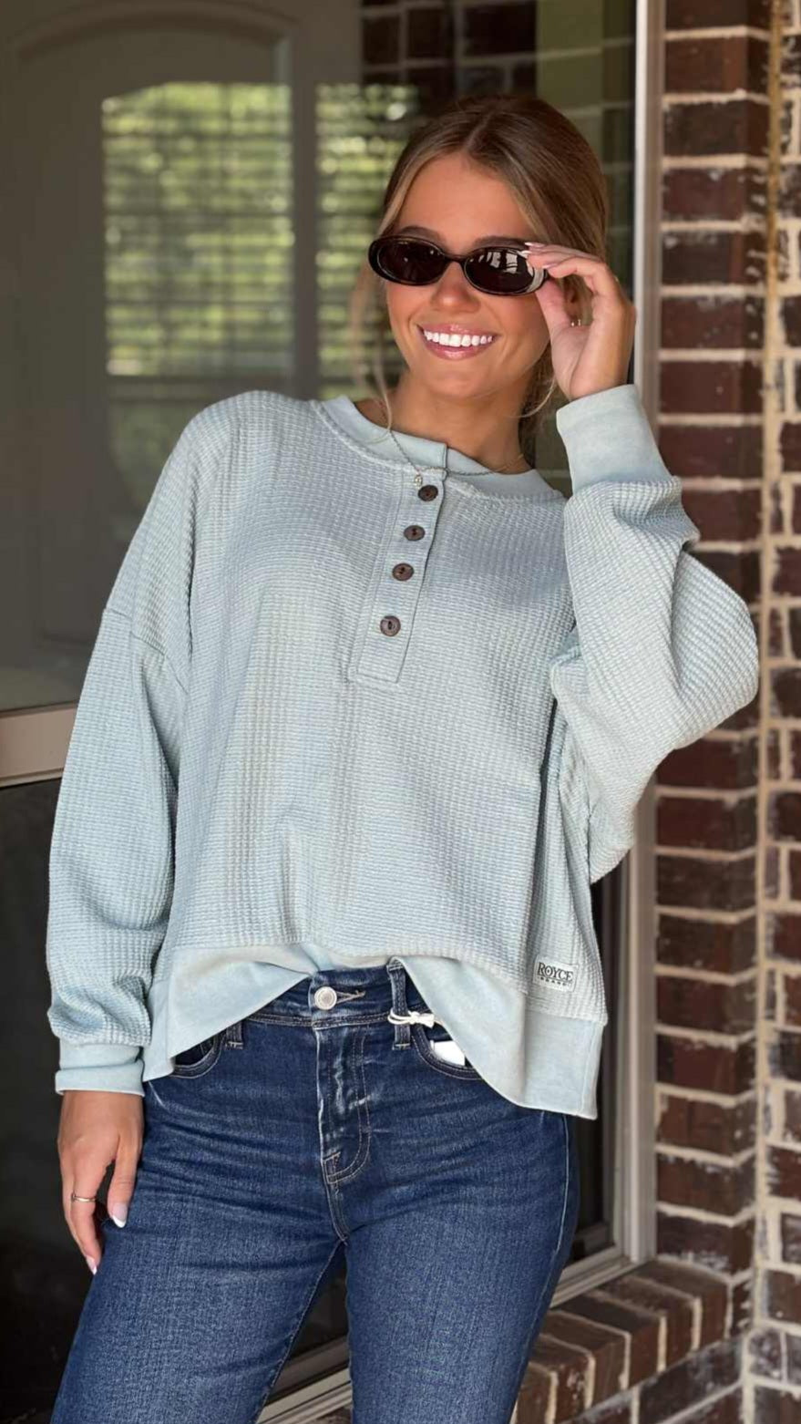 Royce Mason Waffle Henley Top in 3 Colors