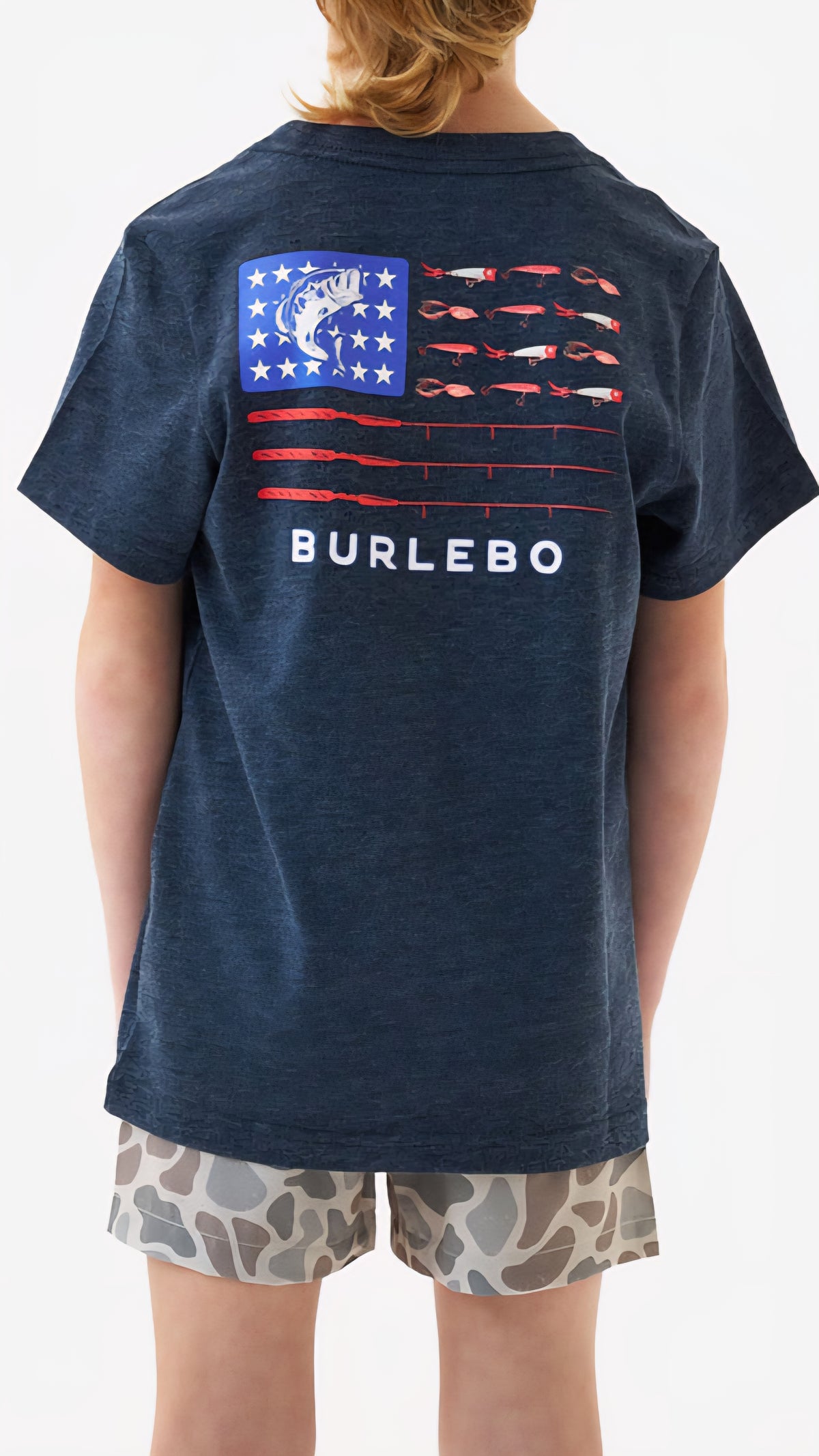Burlebo Youth Tee Fishing USA Navy
