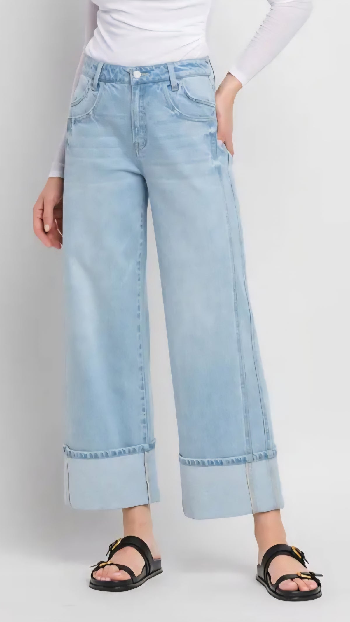 Vervet Kris Super High Rise Cuffed Baggy Wide Leg Jean T6515D