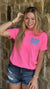 Island Tans Logo Tee- Hot Pink with Blue