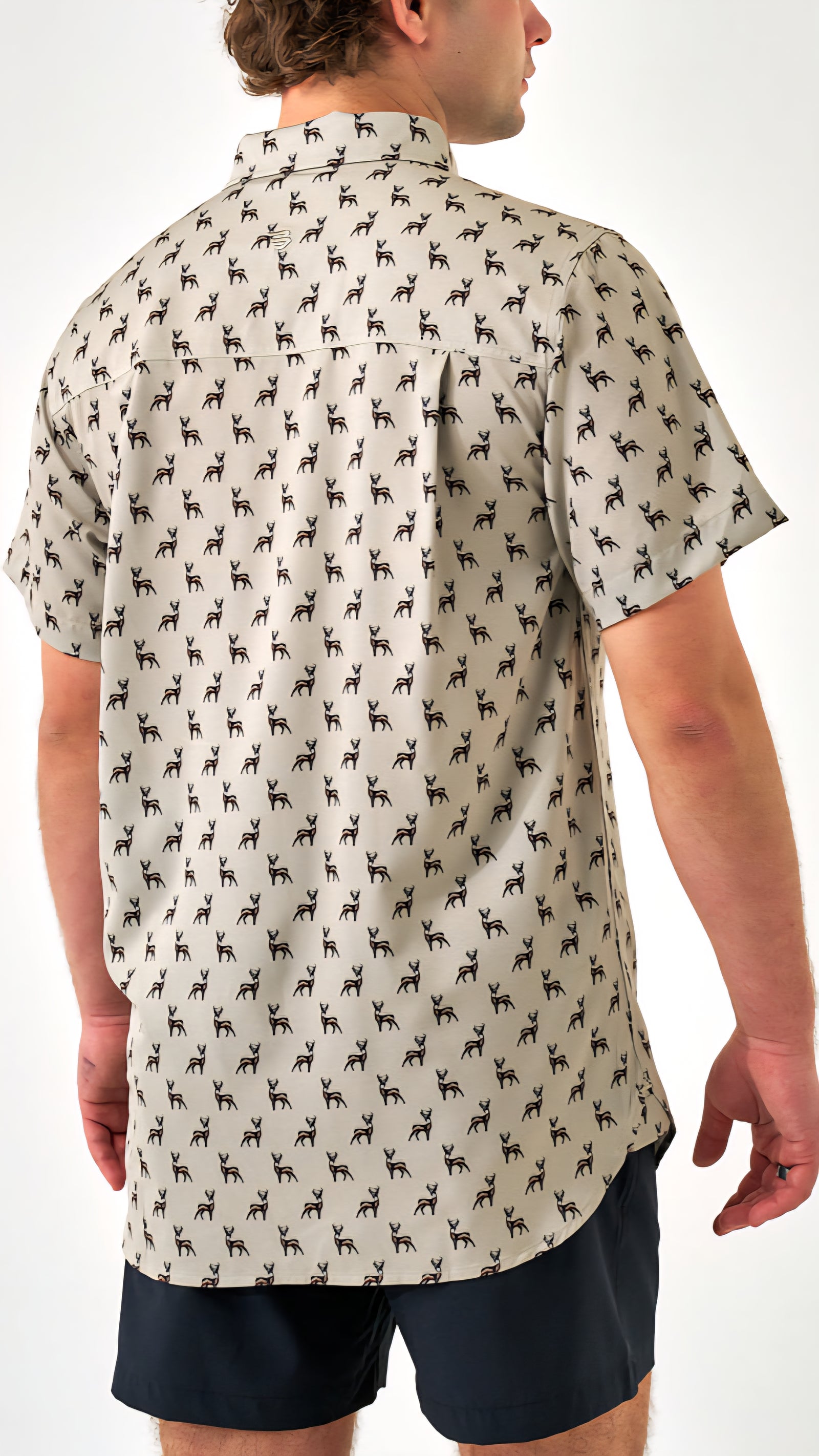 Burlebo Performance Button Up Whitetail Deer Green