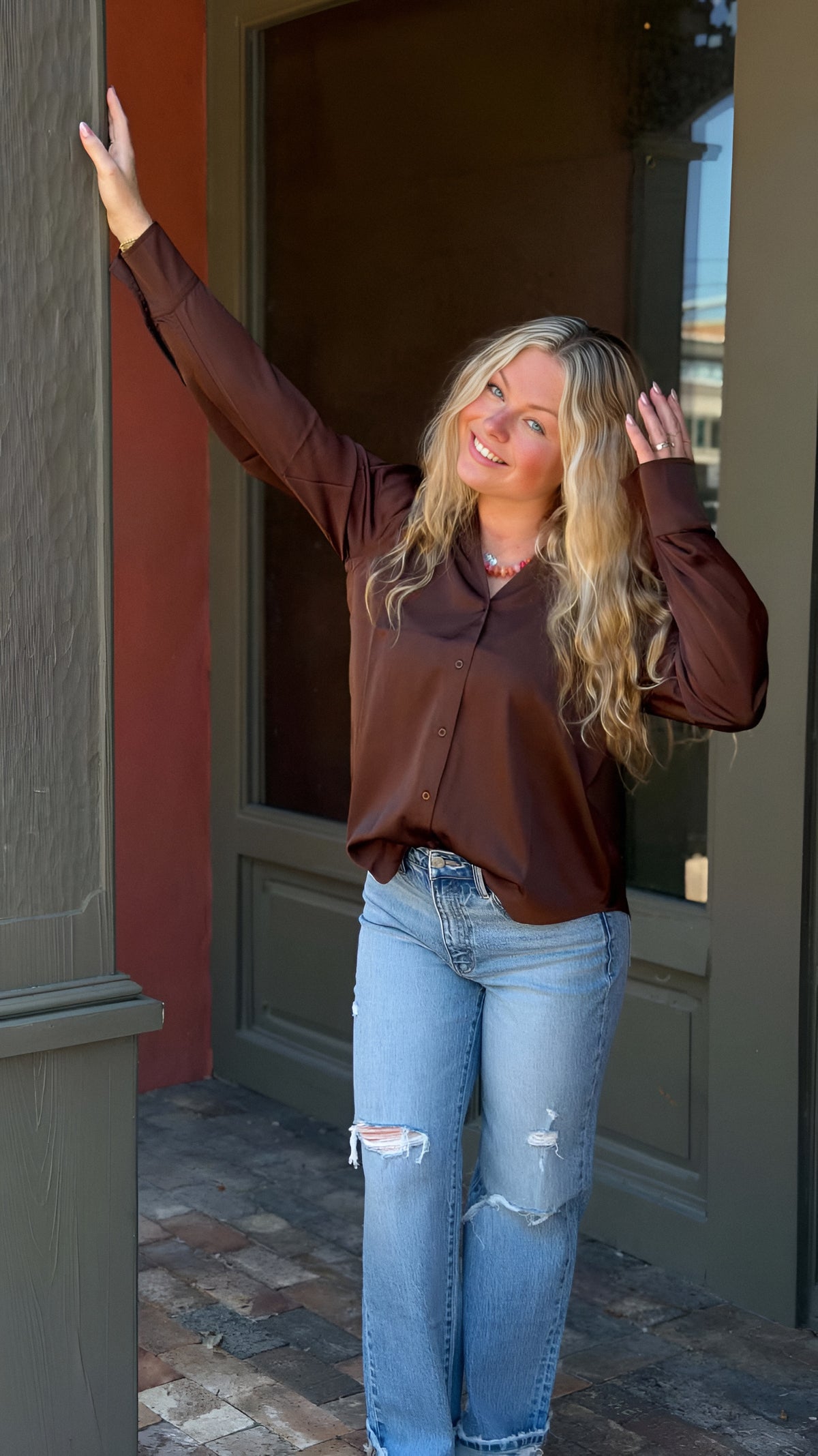 Satin Button Down Top available in 5 Colors