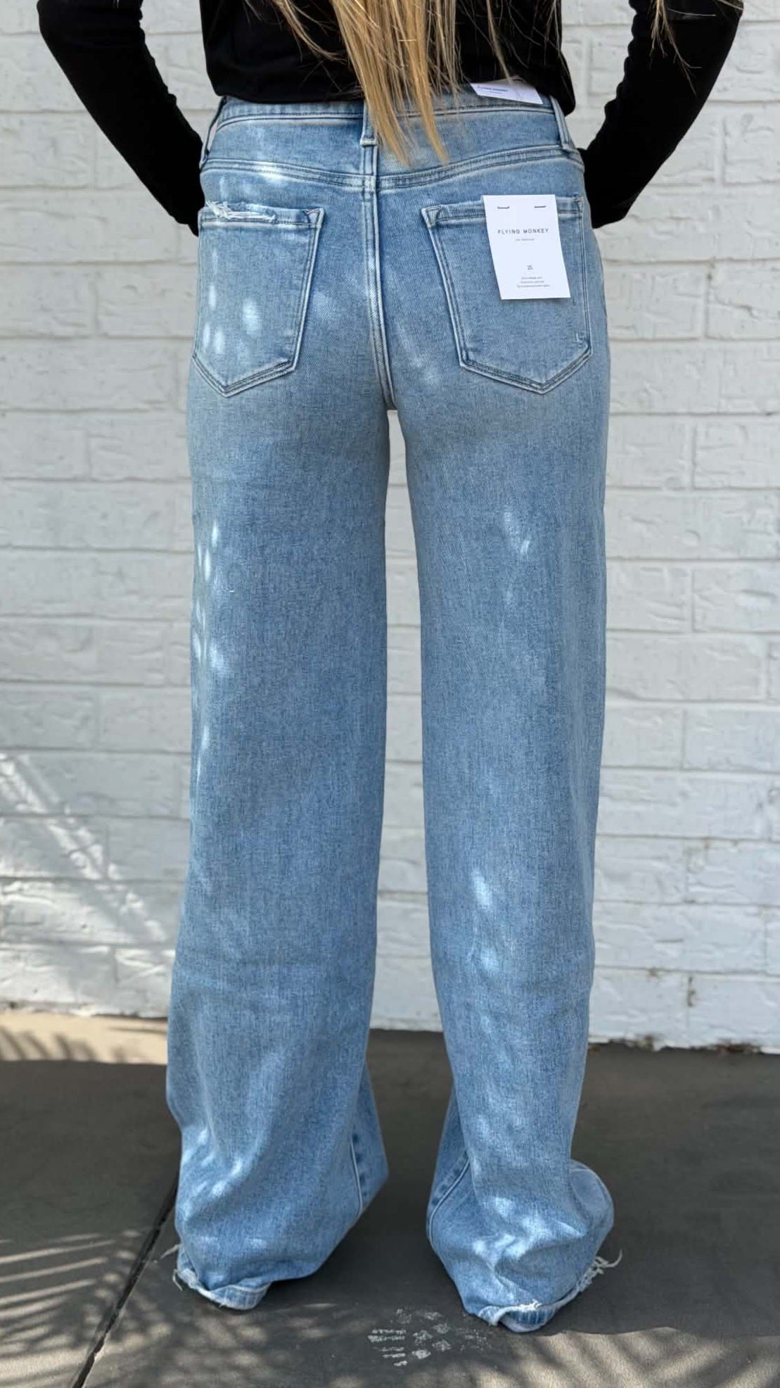 Flying Monkey High Rise Light Wash Wide Jeans F6060