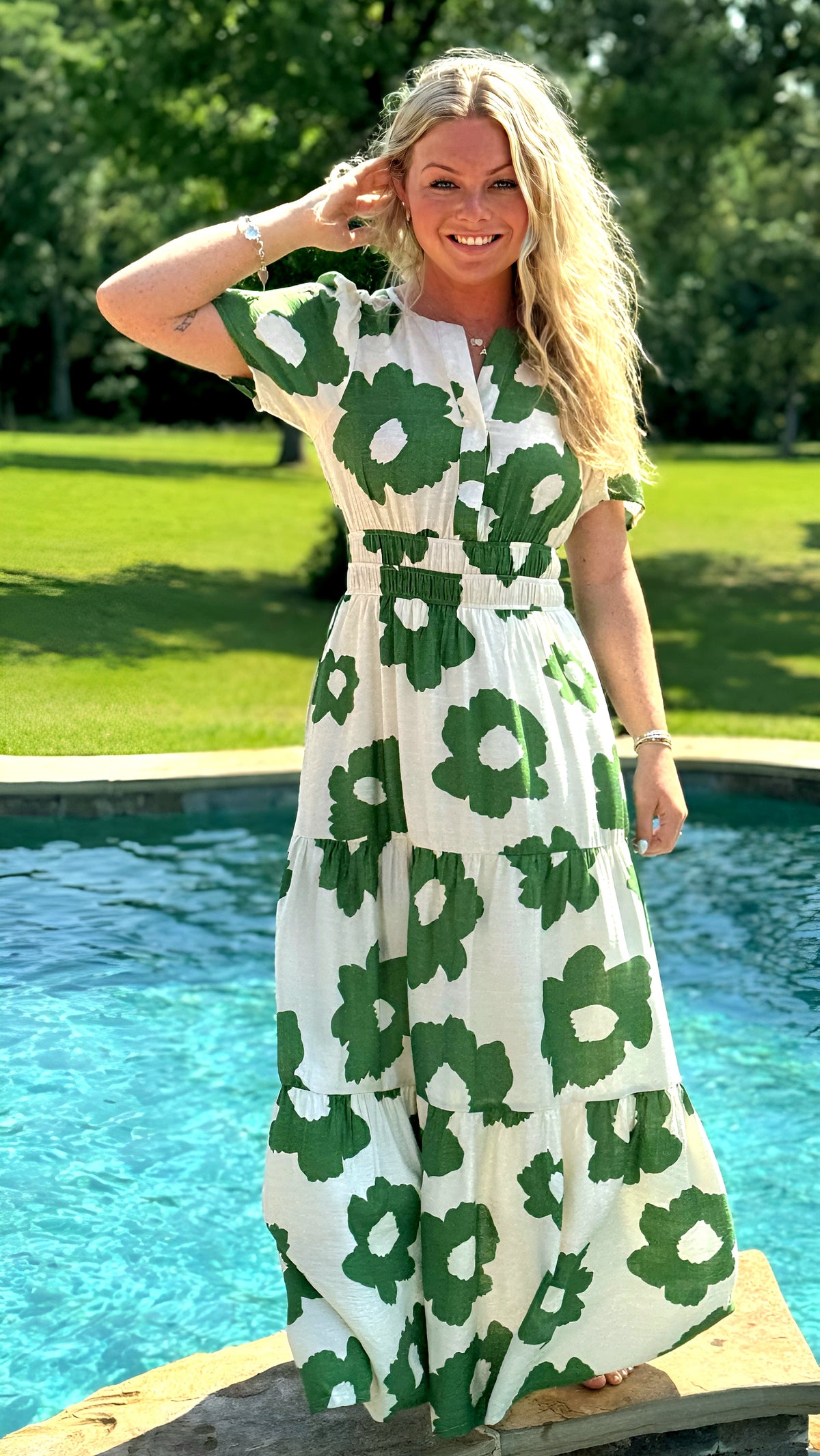 Short Sleeve Floral Tiered Maxi Dress in 3 Colors