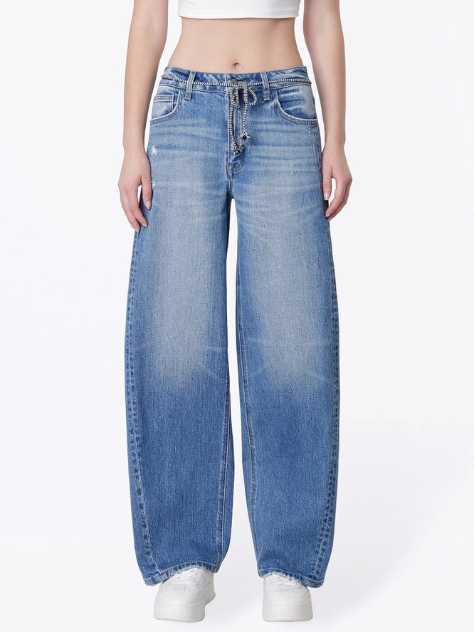 Vervet High Rise Drawstring Wide Barrel Jeans T7525
